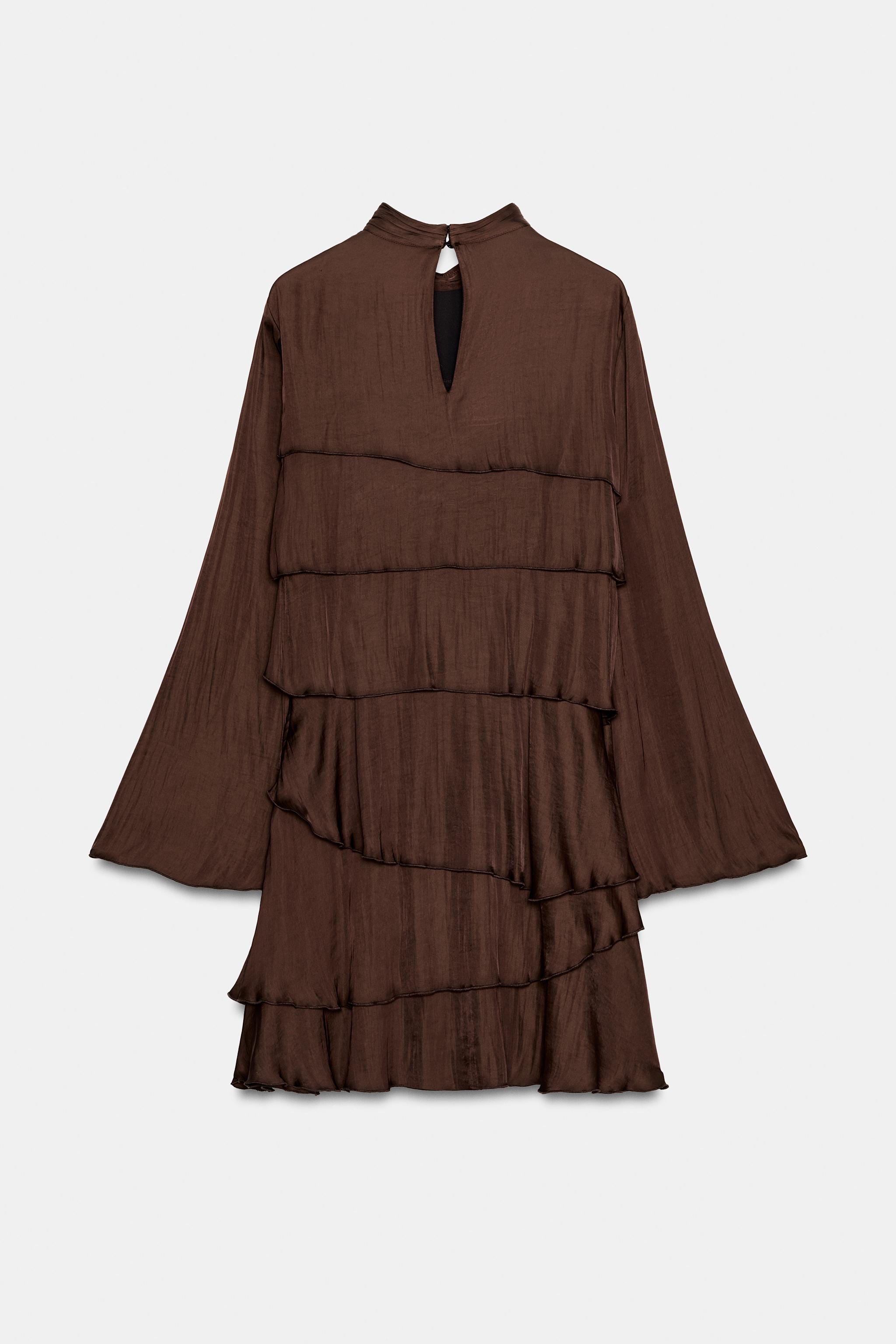 SATIN EFFECT RUFFLED SHORT DRESS